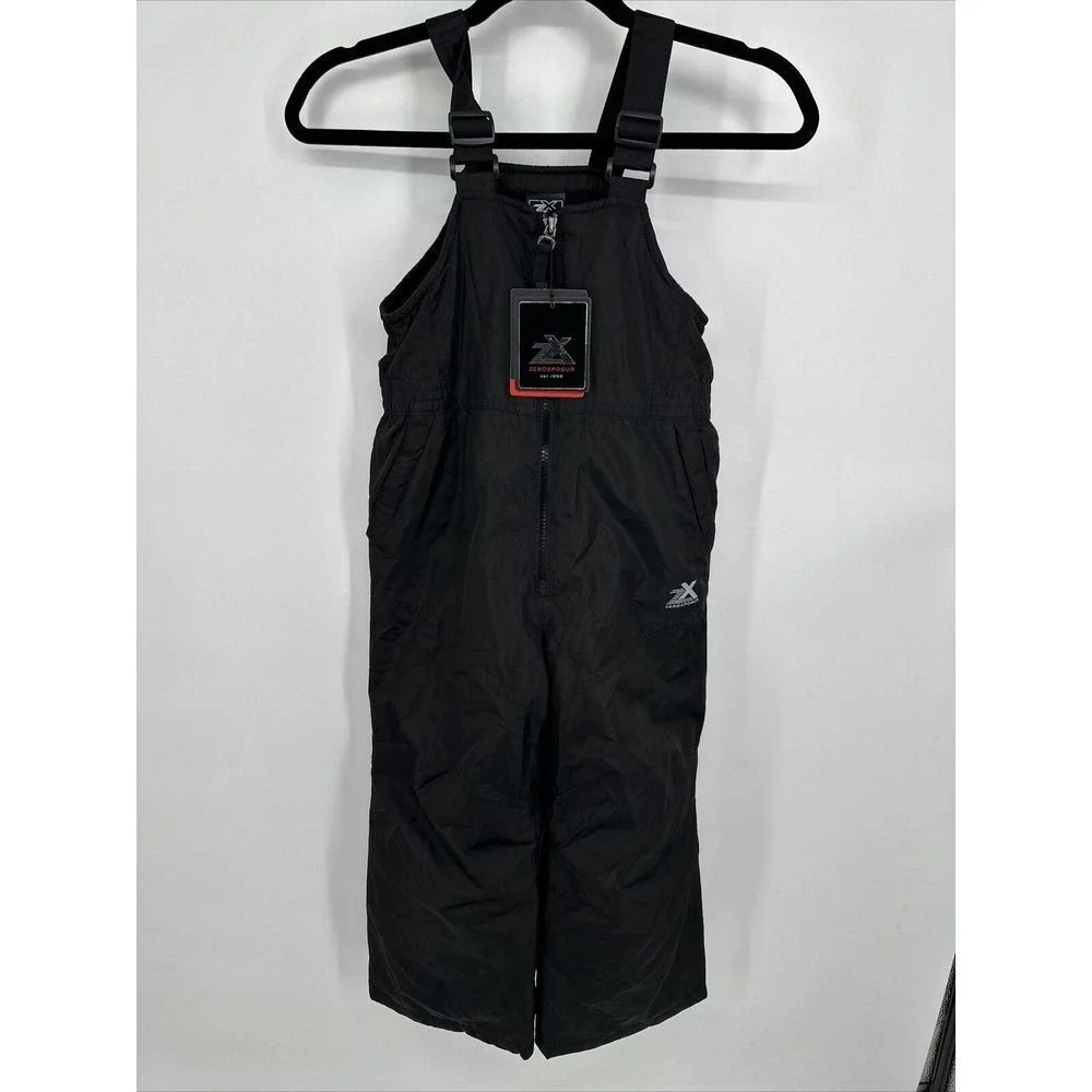 ZeroXposur Boys/Girls Black Snow Bib Overall‎ Snowsuit Skisuit Size M - 5/6 NWT
